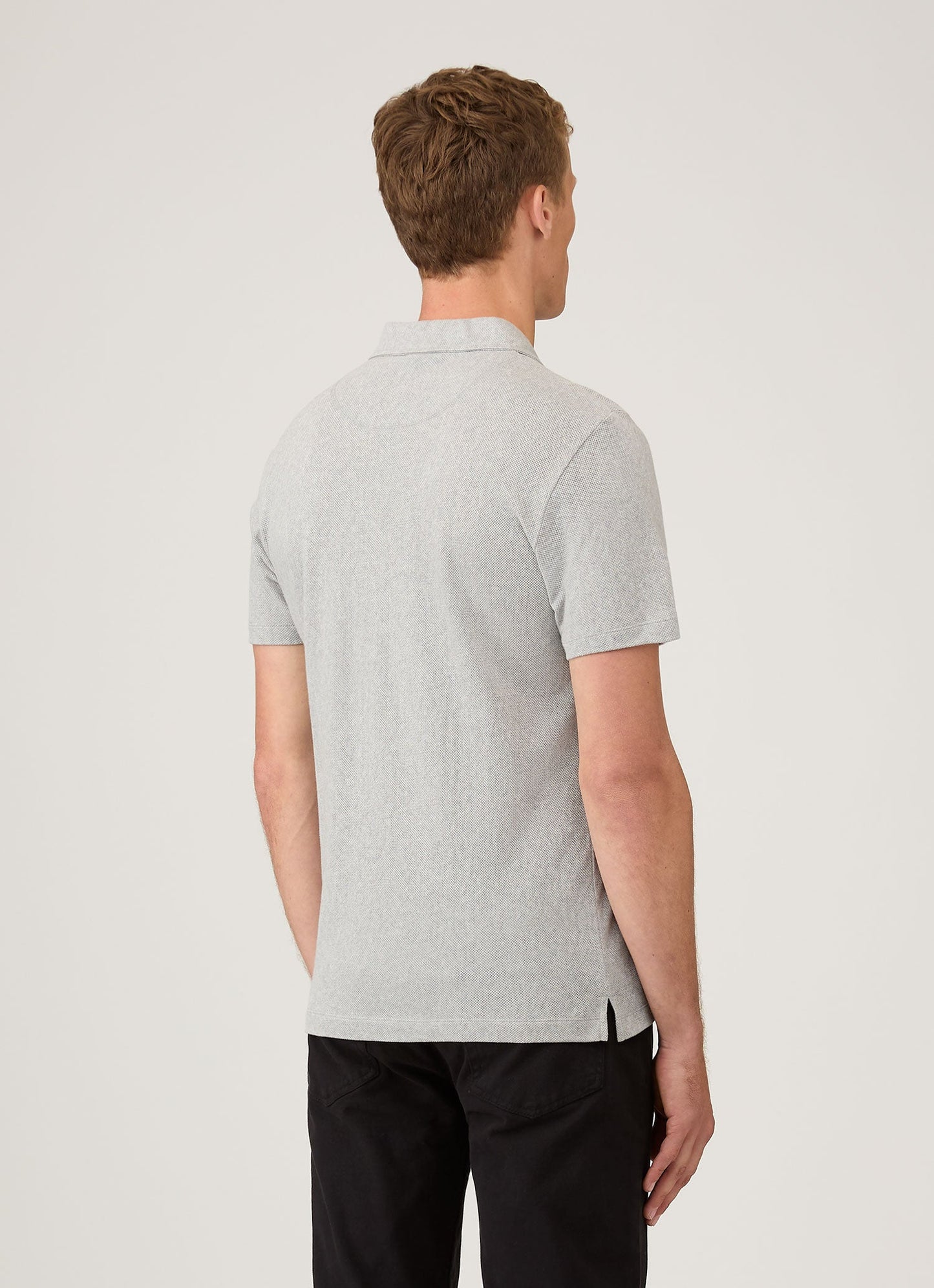 Mens Cotton Riviera Polo Shirt In Grey Melange