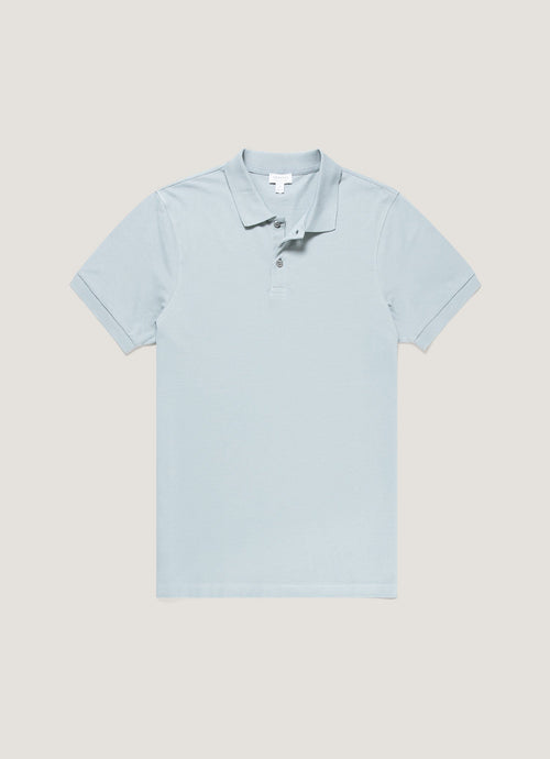 Mens Pique Polo Shirt In Stone Blue Mpol1028 Buwt