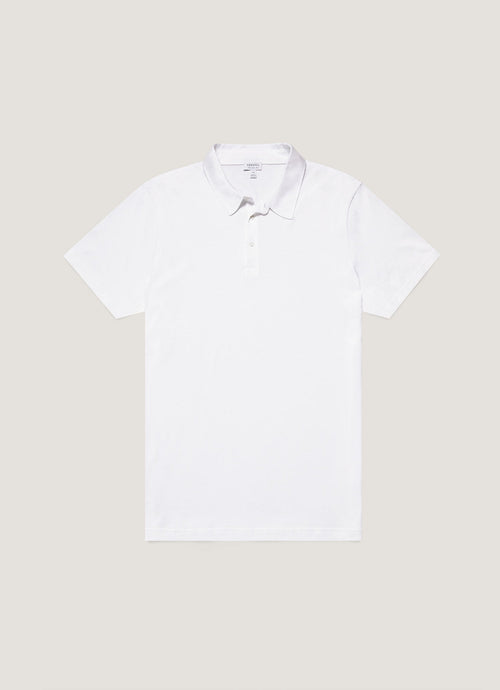 Mens Cotton Jersey Polo Shirt In White 1