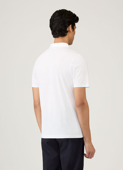 Mens Cotton Jersey Polo Shirt In White 1
