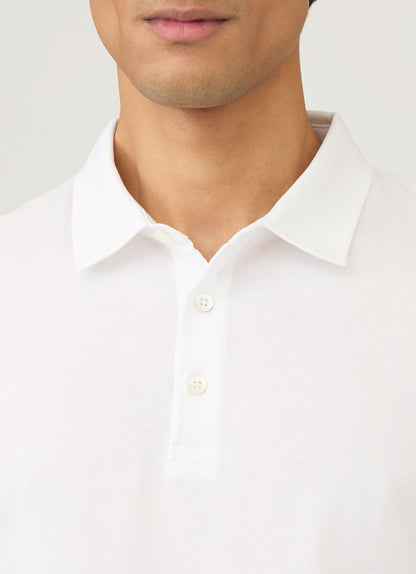 Mens Cotton Jersey Polo Shirt In White 1