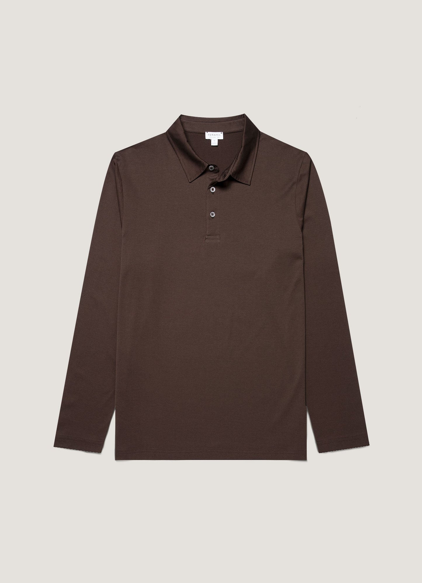 Mens Long Sleeve Classic Jersey Polo Shirt In Dark Chocolate Mpol1054 Brgs
