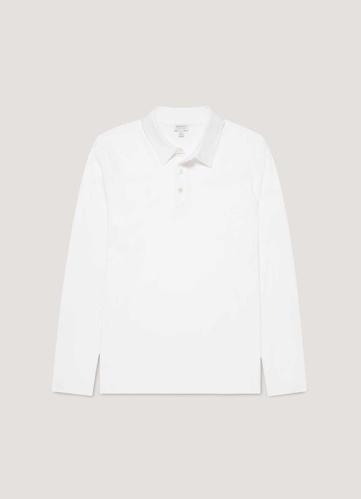 Mens Cotton Jersey Long Sleeve Polo Shirt In White 3