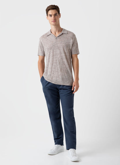 Men S Linen Polo Shirt In Oatmeal Melange Mpol1058 Whao