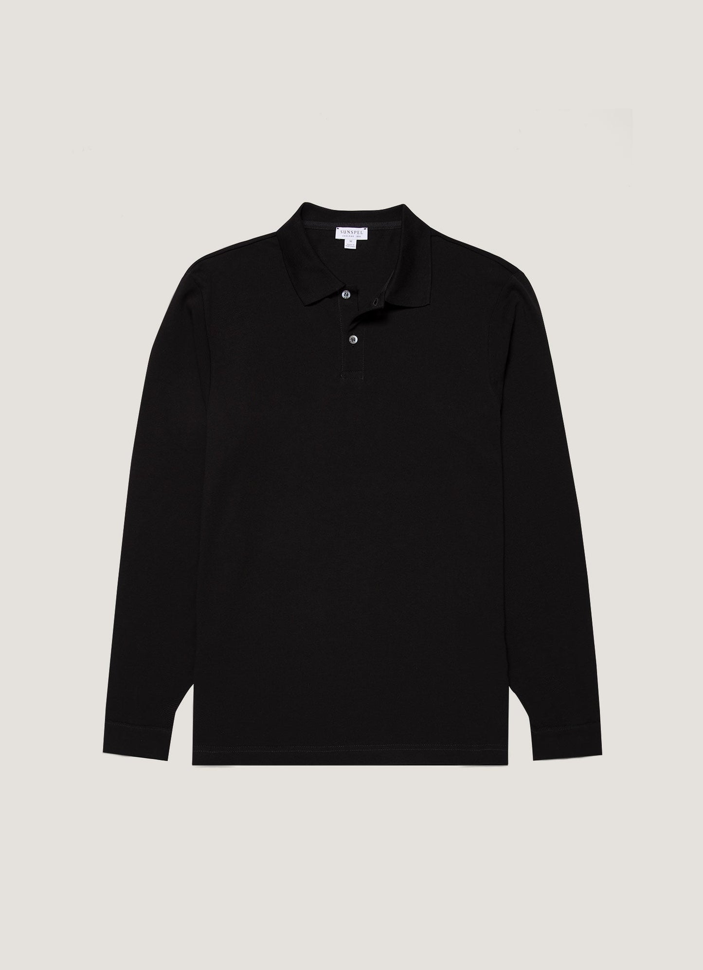 Mens Long Sleeve Pique Polo Shirt In Black Mpol1065 Bkaa