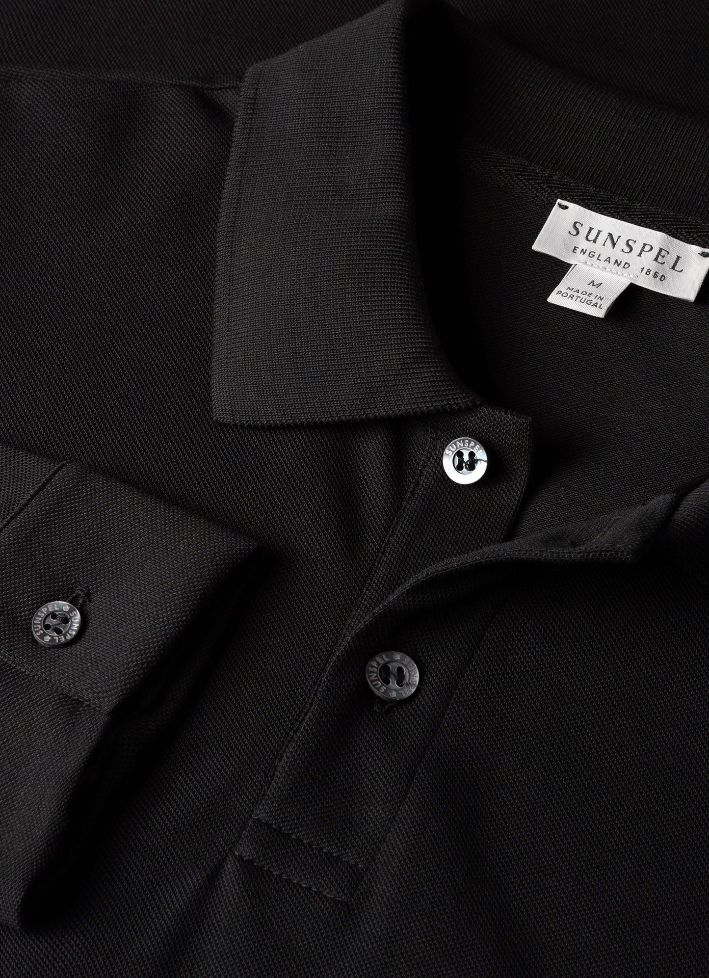 Mens Long Sleeve Pique Polo Shirt In Black Mpol1065 Bkaa
