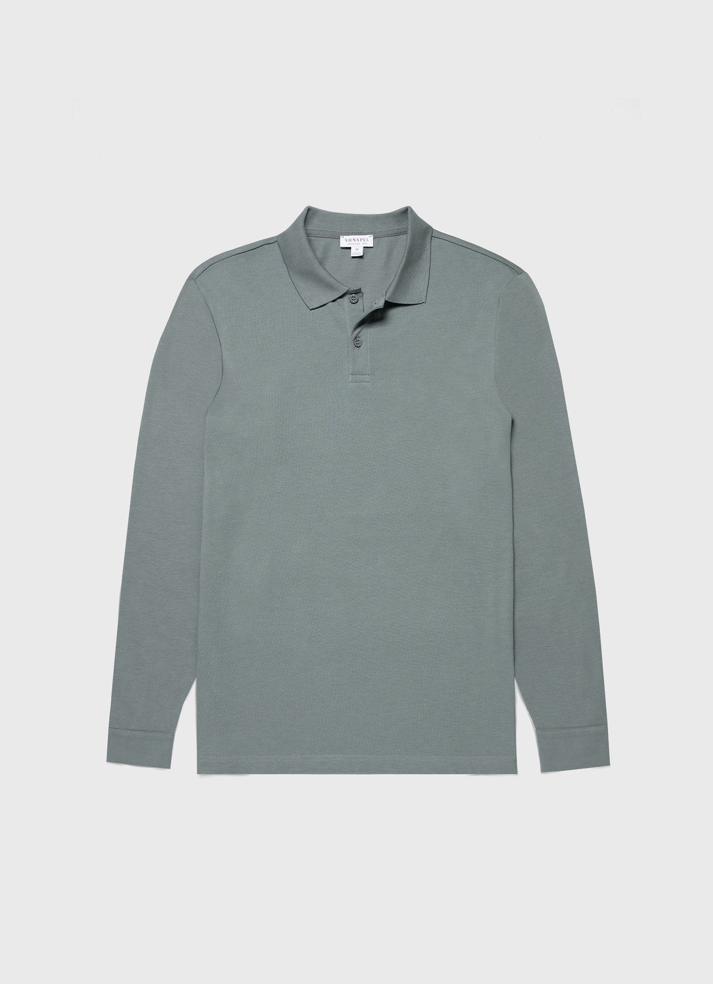 Mens Long Sleeve Pique Polo Shirt In Smoke Green Mpol1065 Gnhp