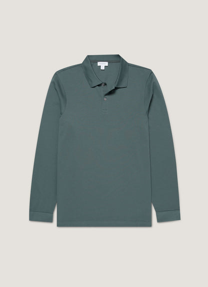 Mens Long Sleeve Pique Polo Shirt In Dark Petrol Mpol1065 Gnit