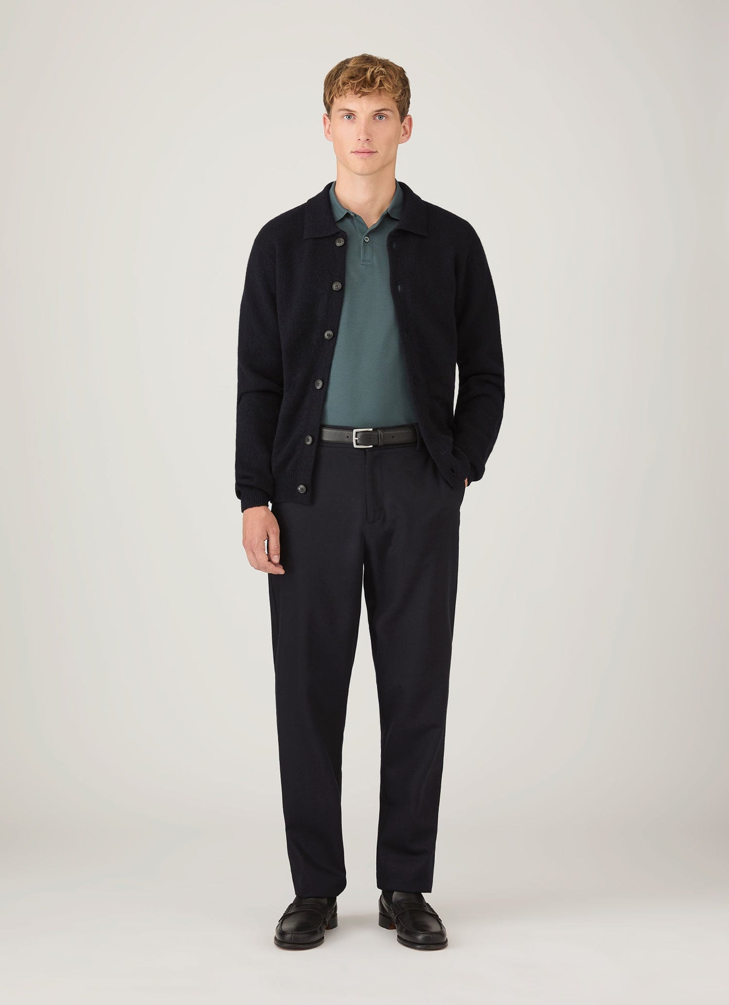 Mens Long Sleeve Pique Polo Shirt In Dark Petrol Mpol1065 Gnit