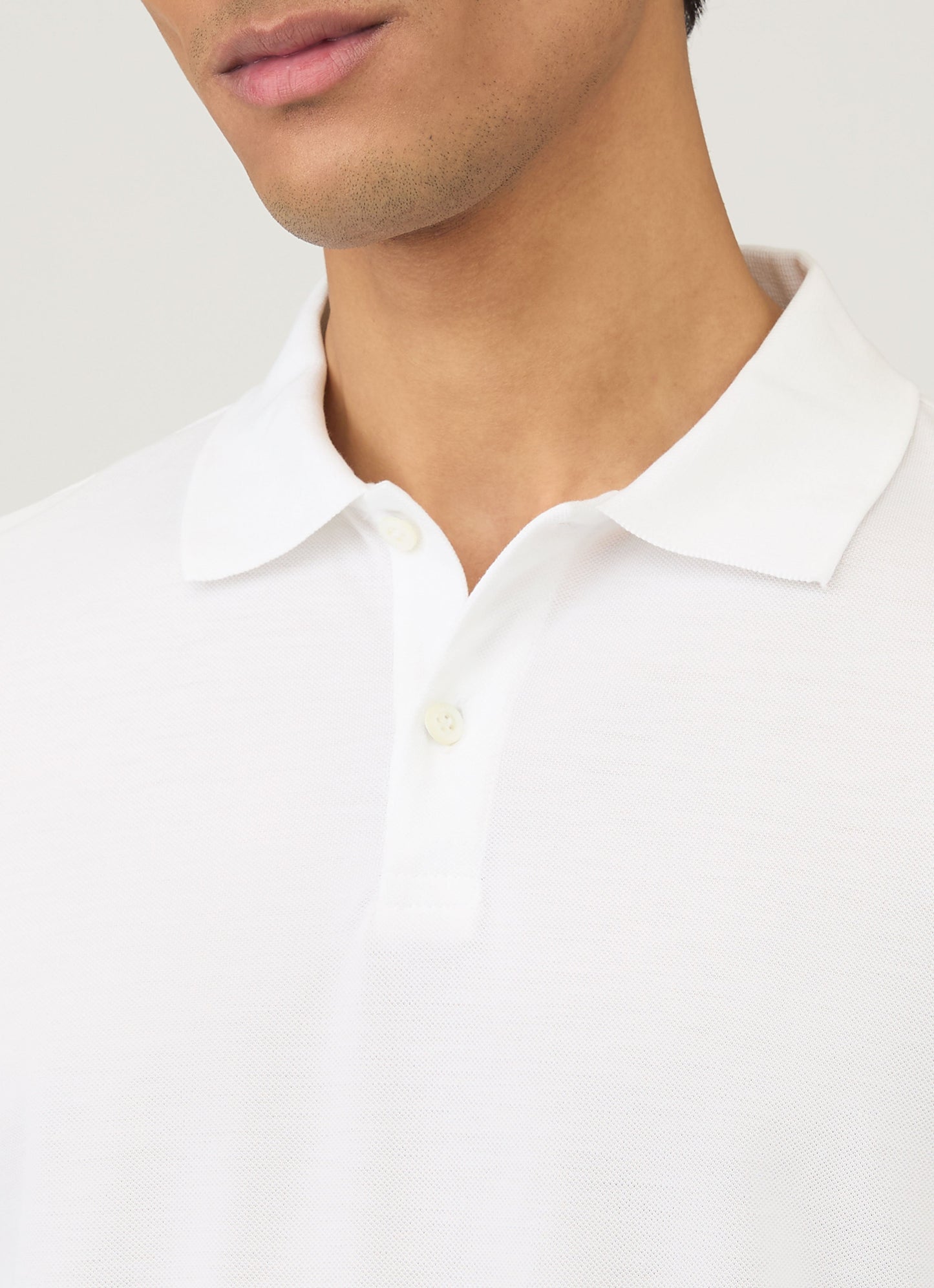 Mens Long Sleeve Pique Polo Shirt In White Mpol1065 Whaa