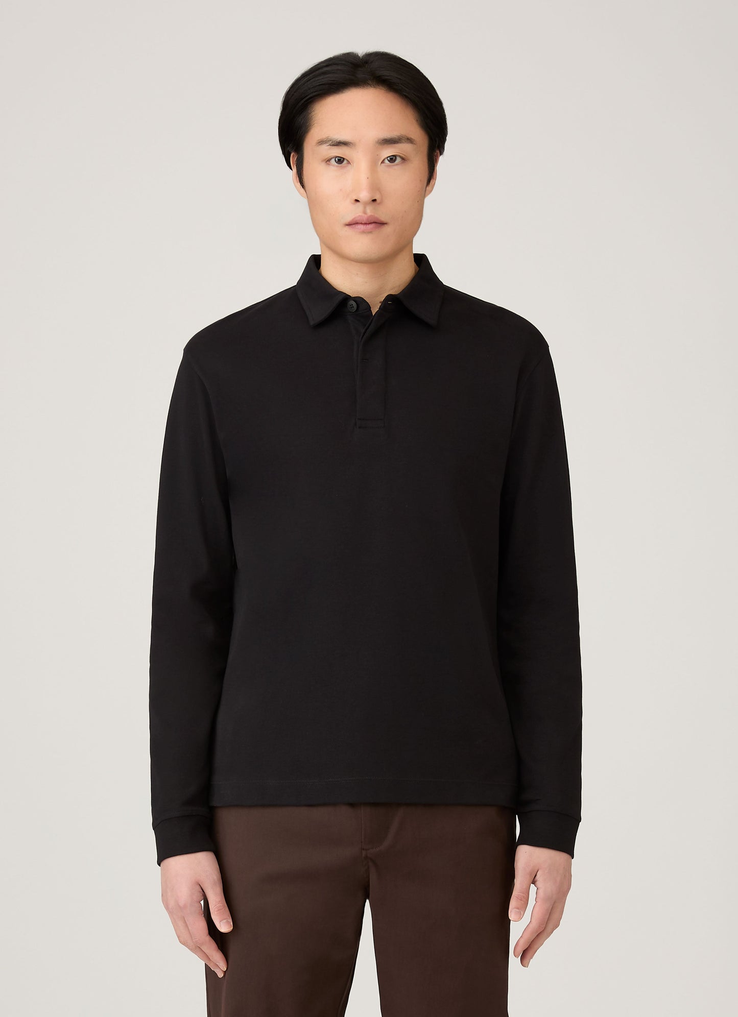 Mens Heavyweight Rugby Polo Shirt In Black Mpol1066 Bkaa