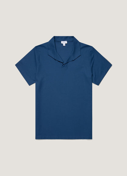 Mens Textured Jersey Polo Shirt In Soft Denim Mpol1074 Buwc
