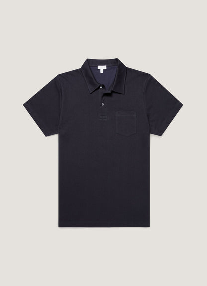 Mens Sea Island Cotton Riviera Polo Shirt In Midnight Navy Mpol1080 Buvn