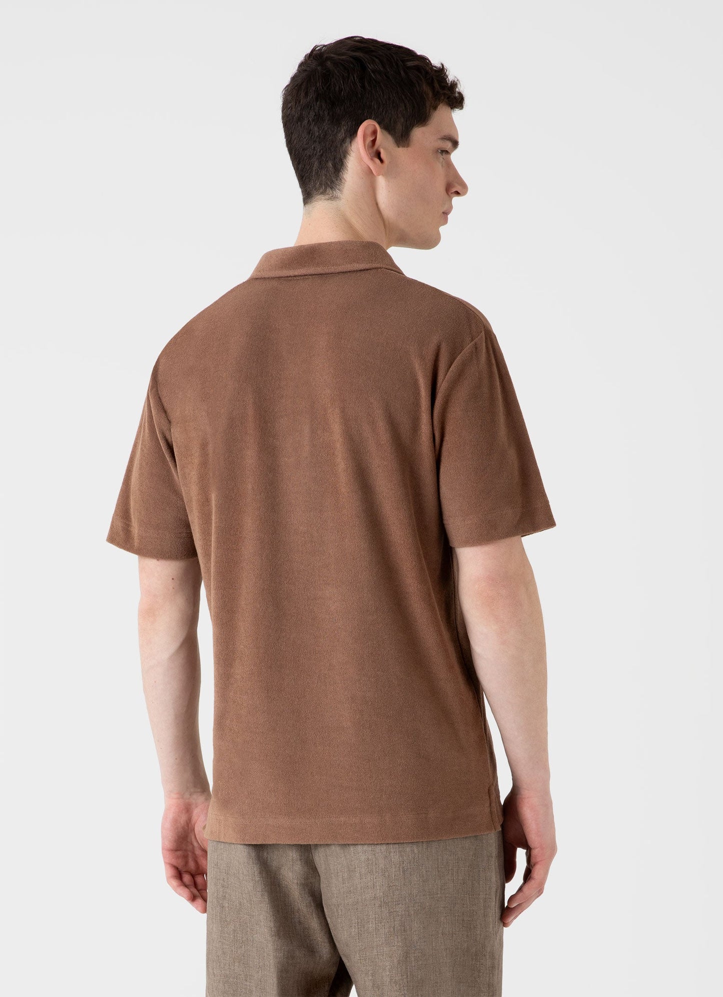 Mens Towelling Polo Shirt In Dark Sand Mpol1574 Brey