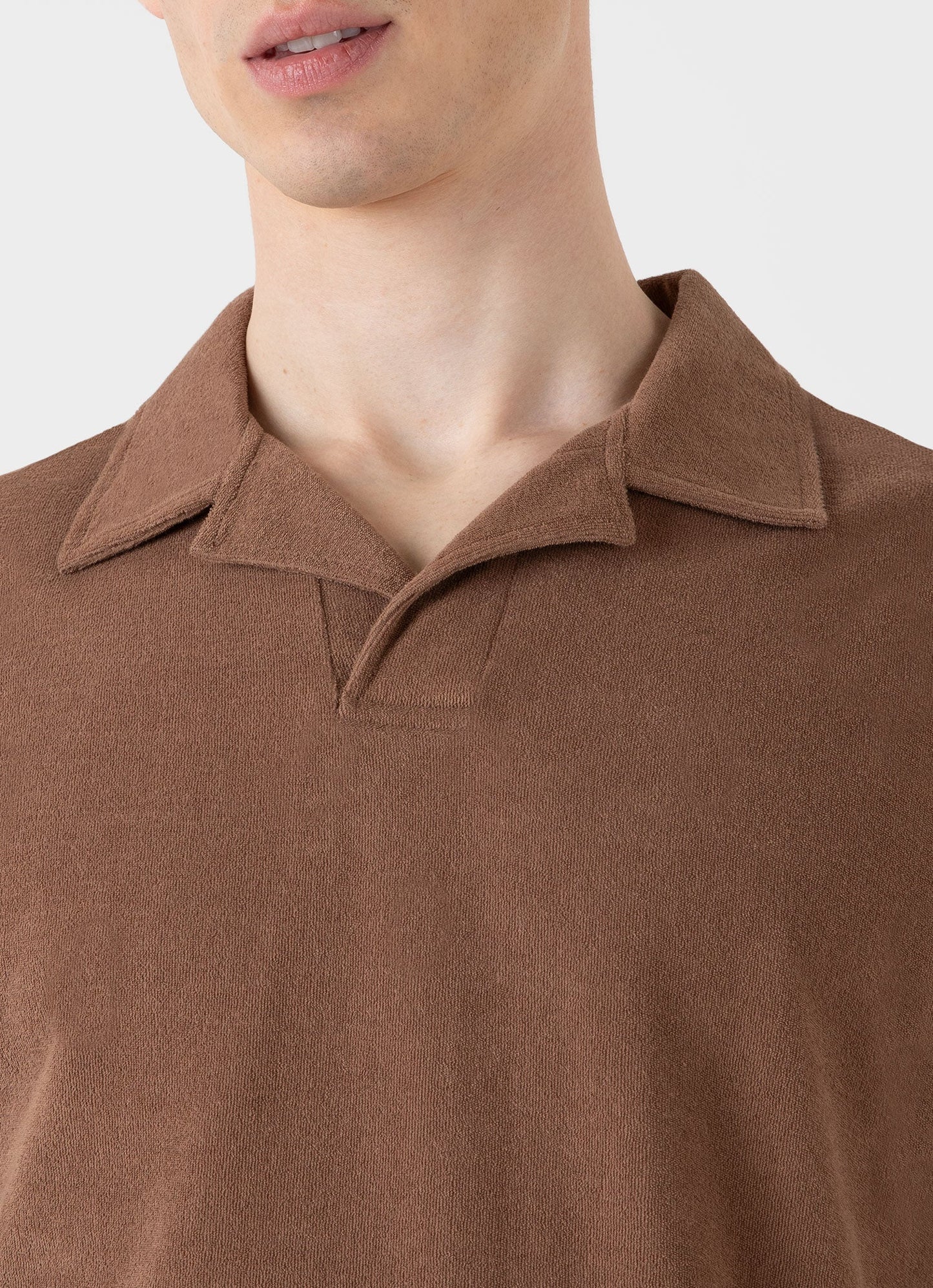 Mens Towelling Polo Shirt In Dark Sand Mpol1574 Brey