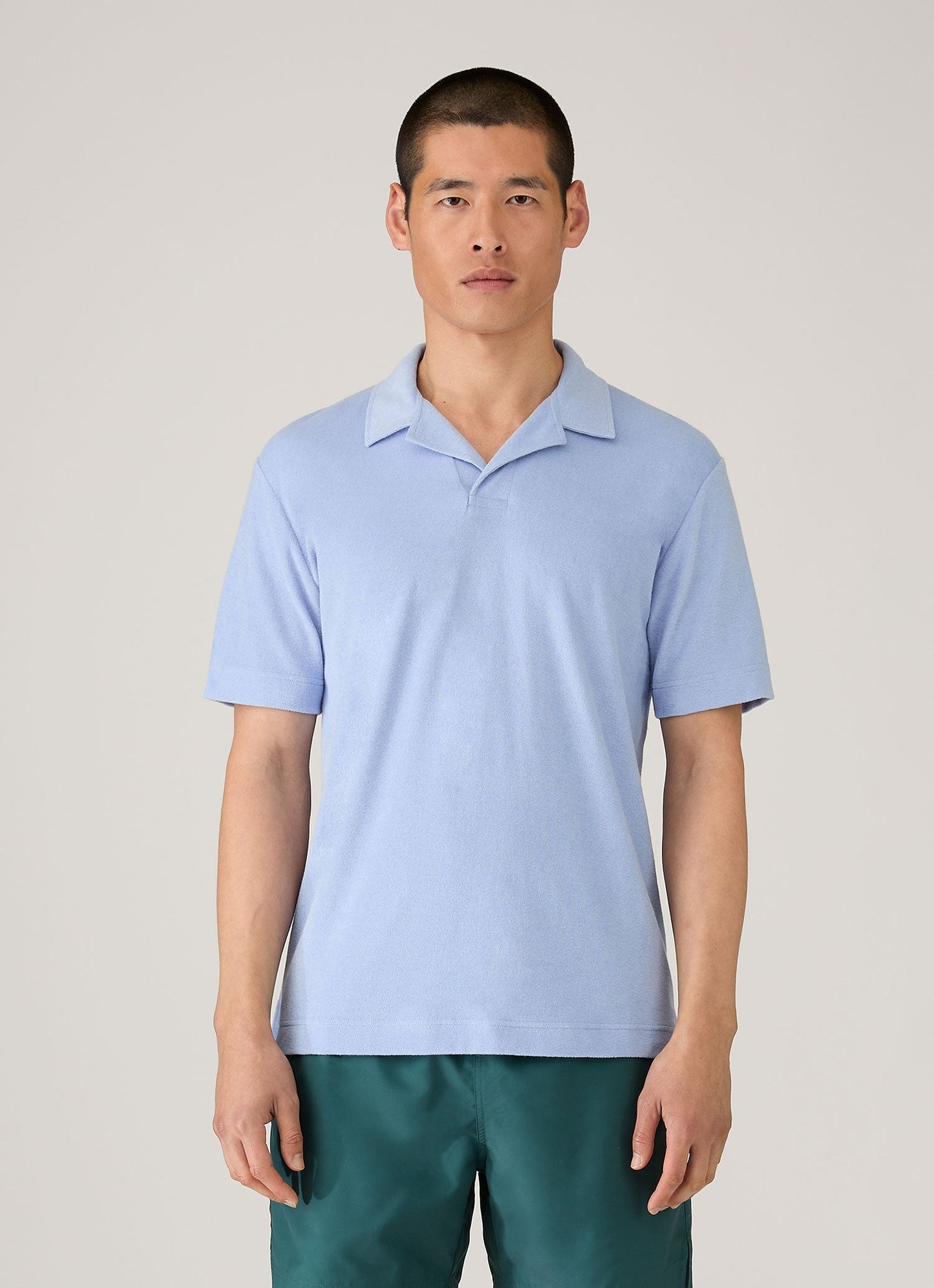 Mens Towelling Polo Shirt In Sky Mpol1574 Buwv