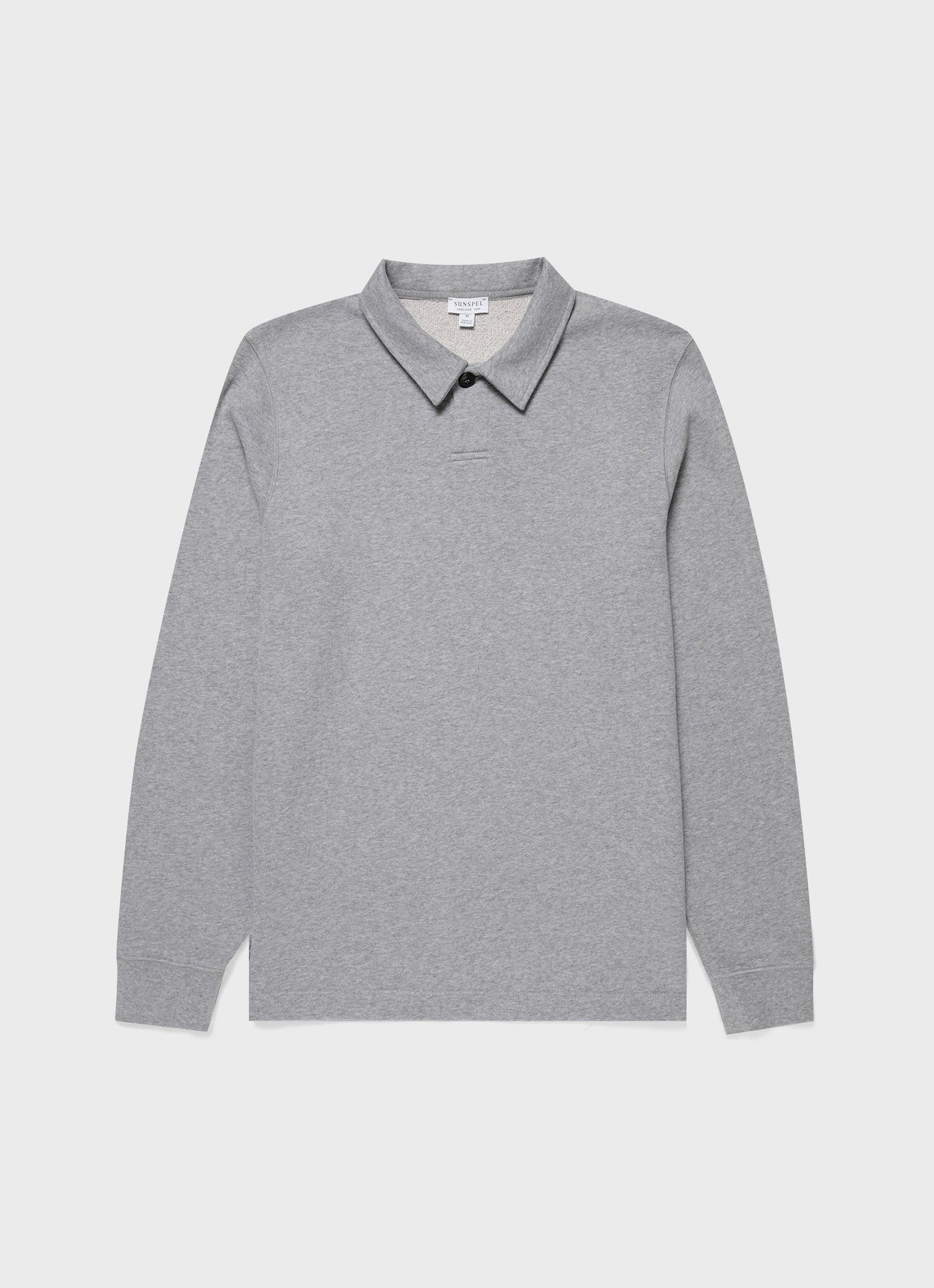 Mens Loopback Polo Sweatshirt In Grey Melange Mpol1587 Gyaa
