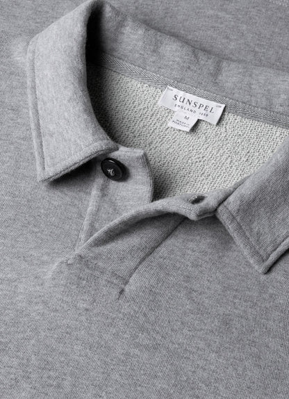 Mens Loopback Polo Sweatshirt In Grey Melange Mpol1587 Gyaa