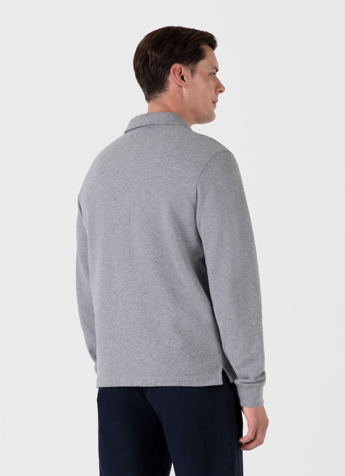 Mens Loopback Polo Sweatshirt In Grey Melange Mpol1587 Gyaa