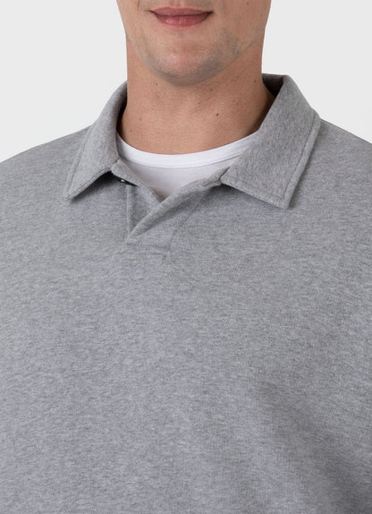 Mens Loopback Polo Sweatshirt In Grey Melange Mpol1587 Gyaa