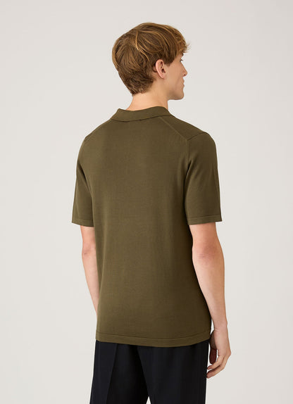 Mens Sea Island Cotton Knit Polo Shirt In Deep Olive Mpol8090 Gniz
