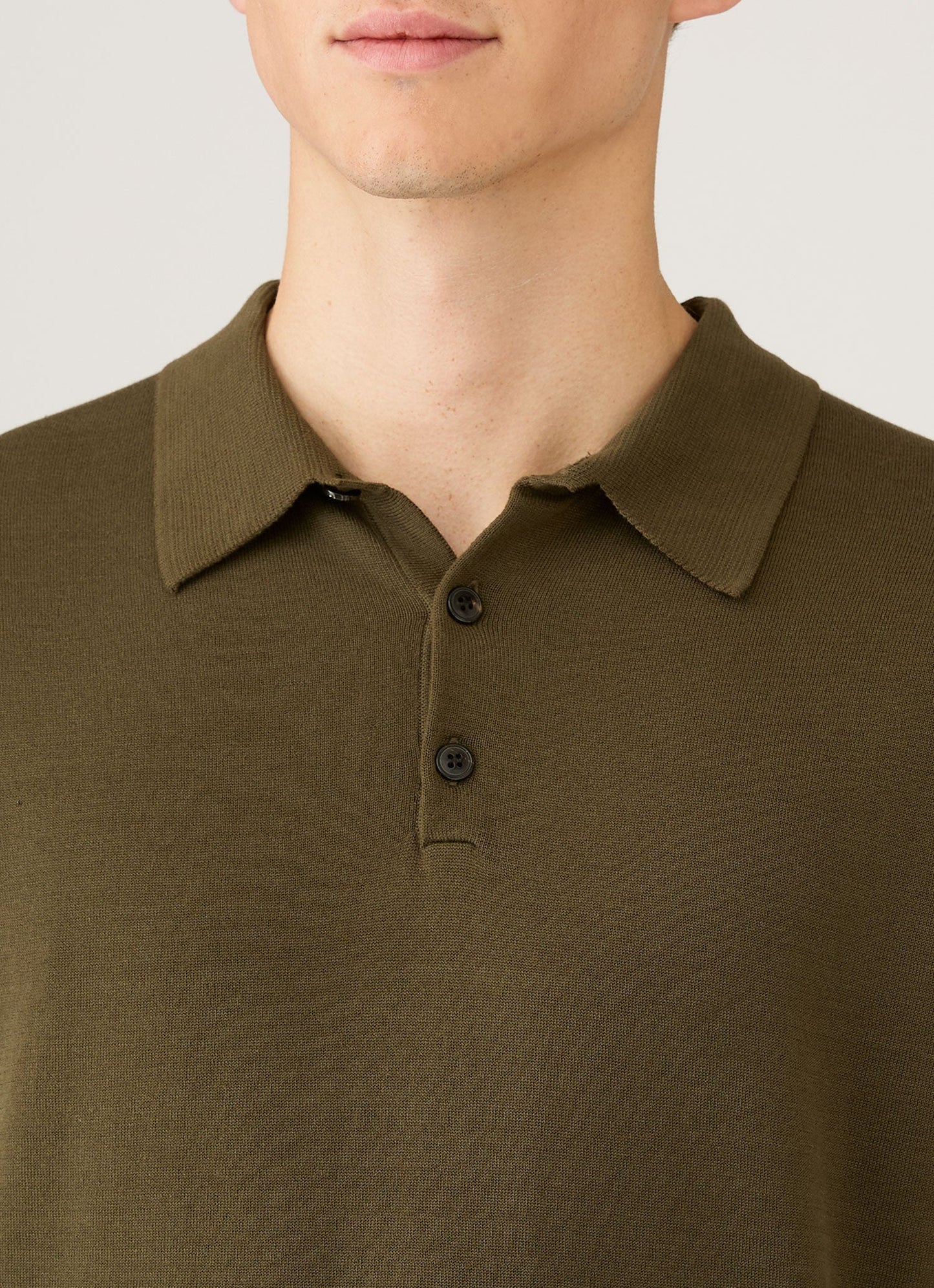 Mens Sea Island Cotton Knit Polo Shirt In Deep Olive Mpol8090 Gniz