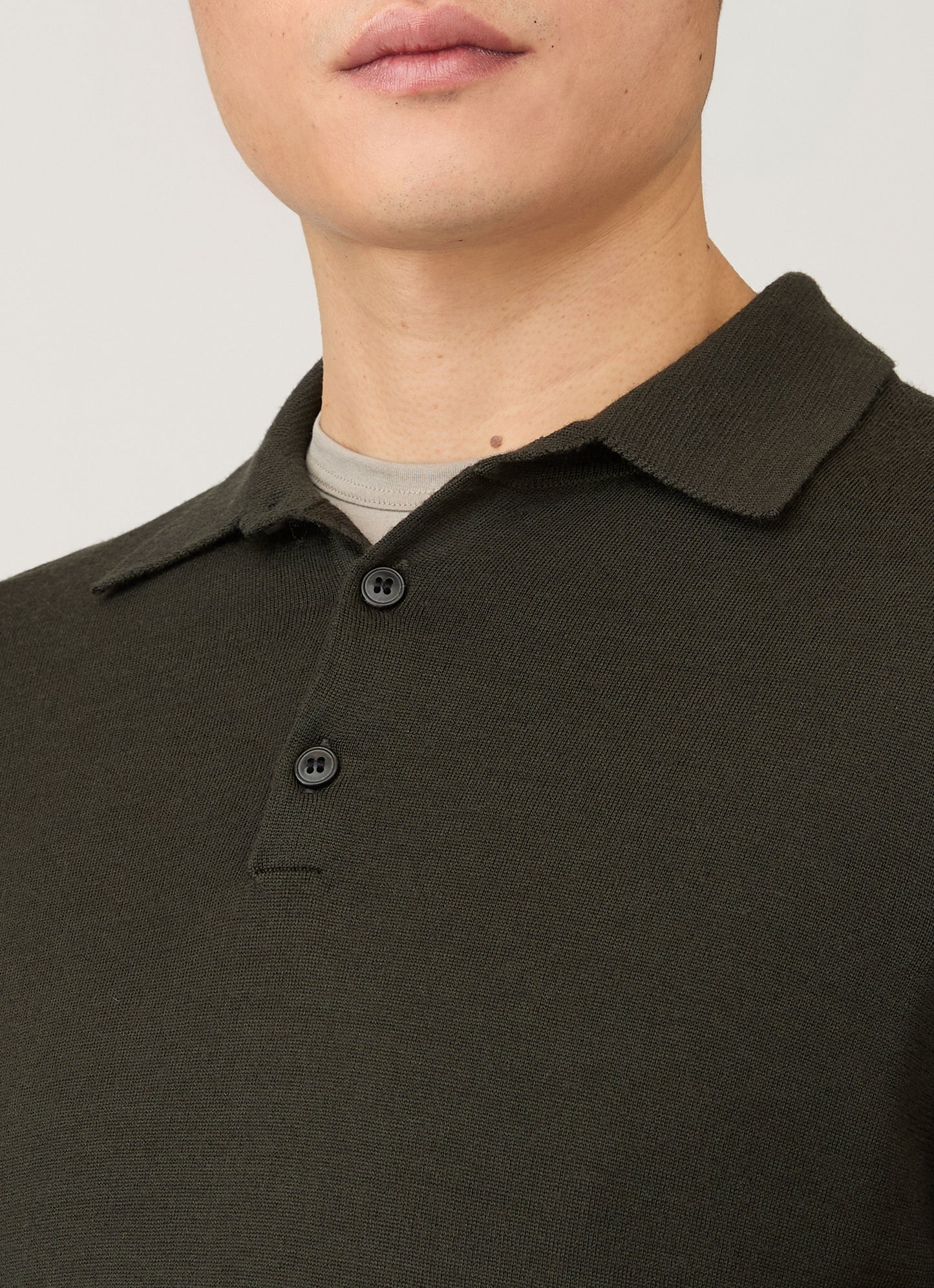 Mens Extra Fine Merino Polo Shirt In Dark Green Mpol8092 Gnin