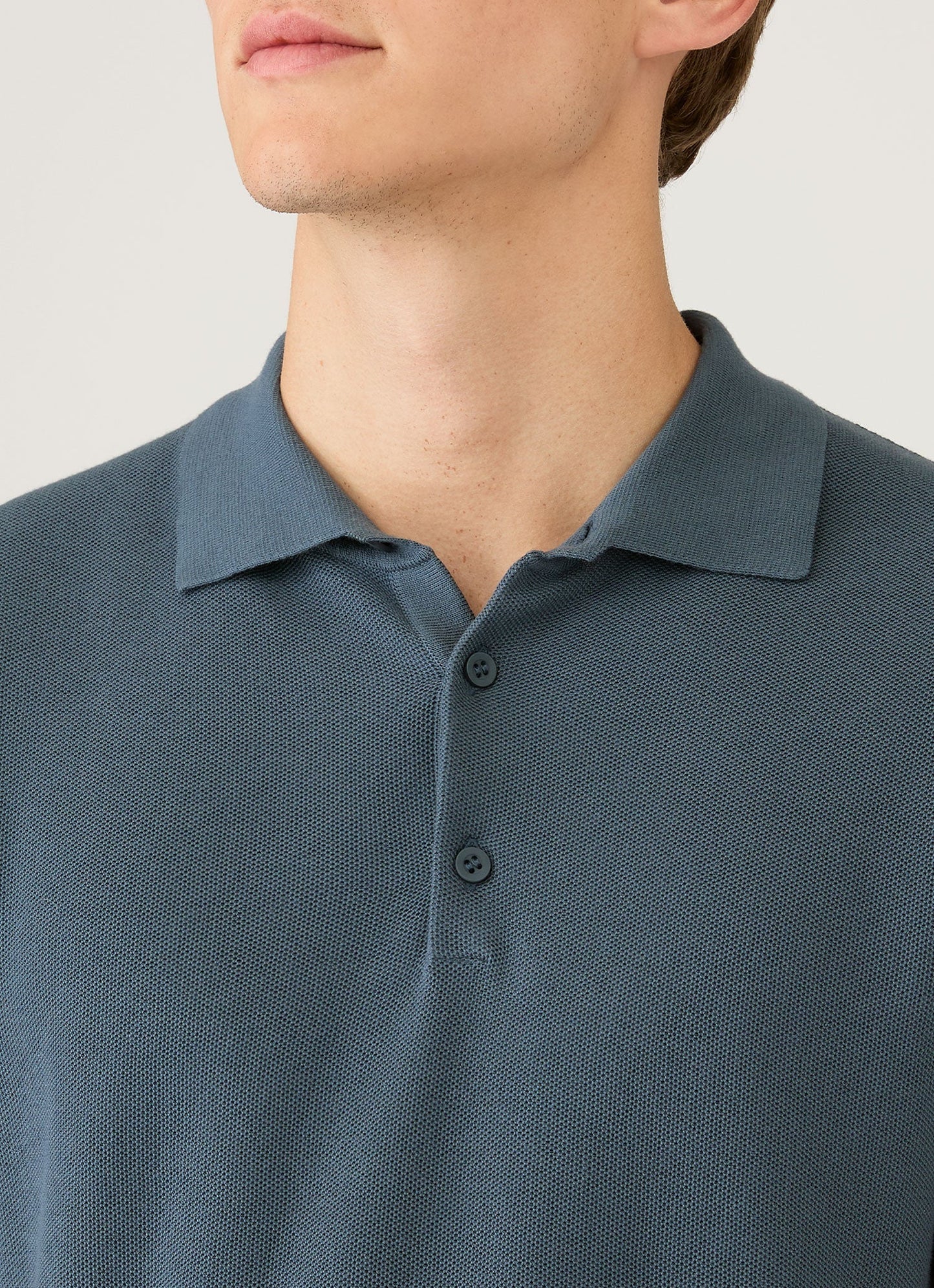 Mens Knit Polo Shirt In Slate Blue Mpol8115 Buua