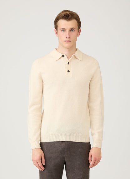 Mens Lambswool Polo Shirt In Ecru Mpol8188 Whcr