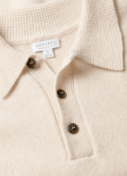 Mens Lambswool Polo Shirt In Oatmeal Melange Mpol8188 Whic