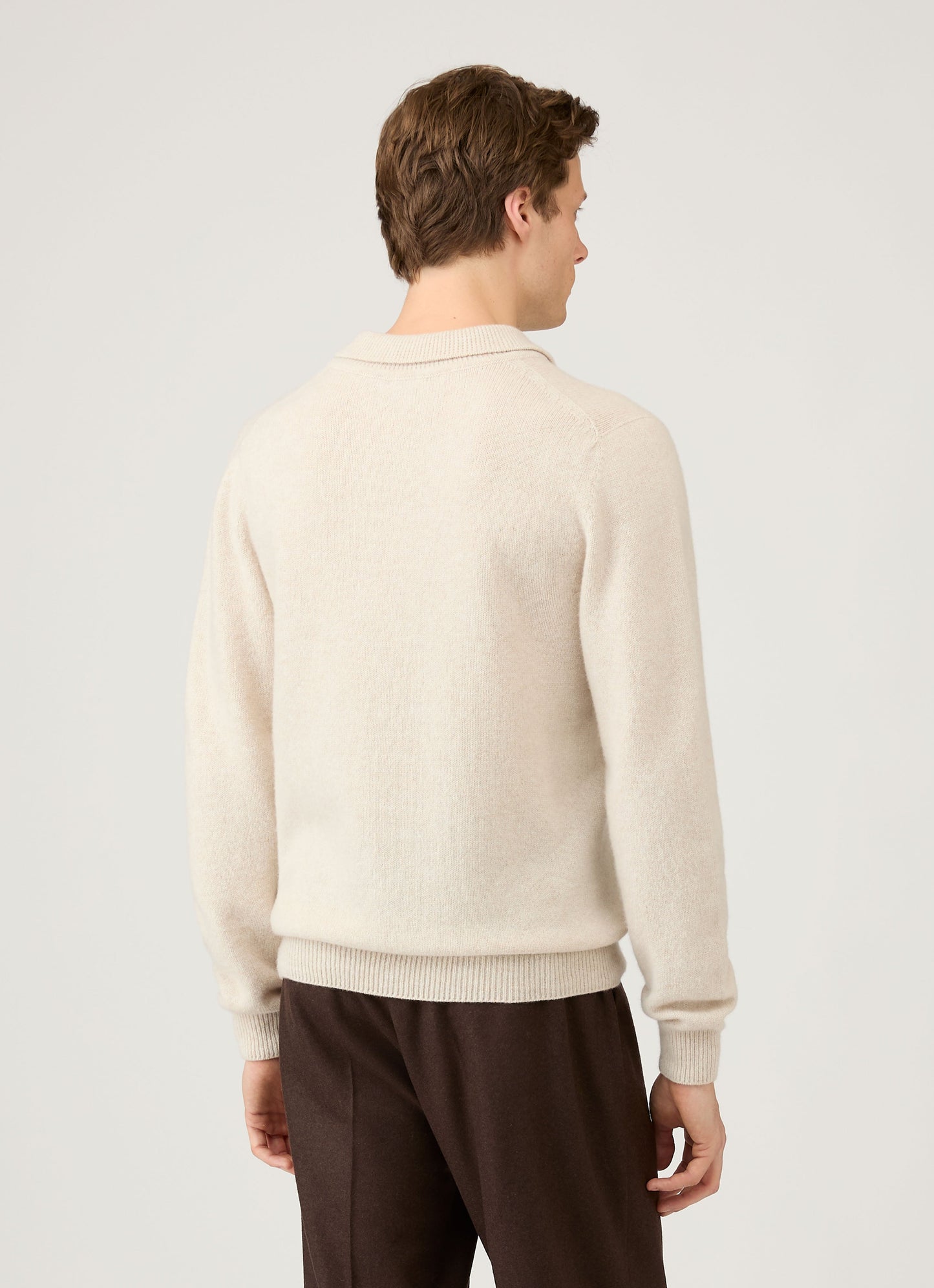 Mens Lambswool Polo Shirt In Oatmeal Melange Mpol8188 Whic