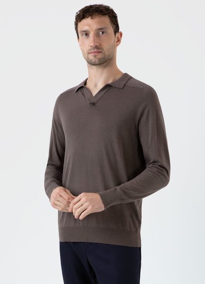 Mens Sea Island Cashmere Polo Shirt In Cedar Mpol8204 Breh