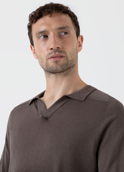 Mens Sea Island Cashmere Polo Shirt In Cedar Mpol8204 Breh