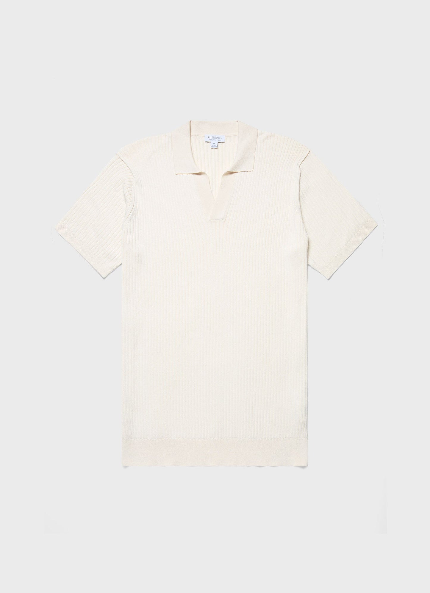 Mens Fine Rib Silk Cotton Polo Shirt In Ecru Mpol8241 Whcr