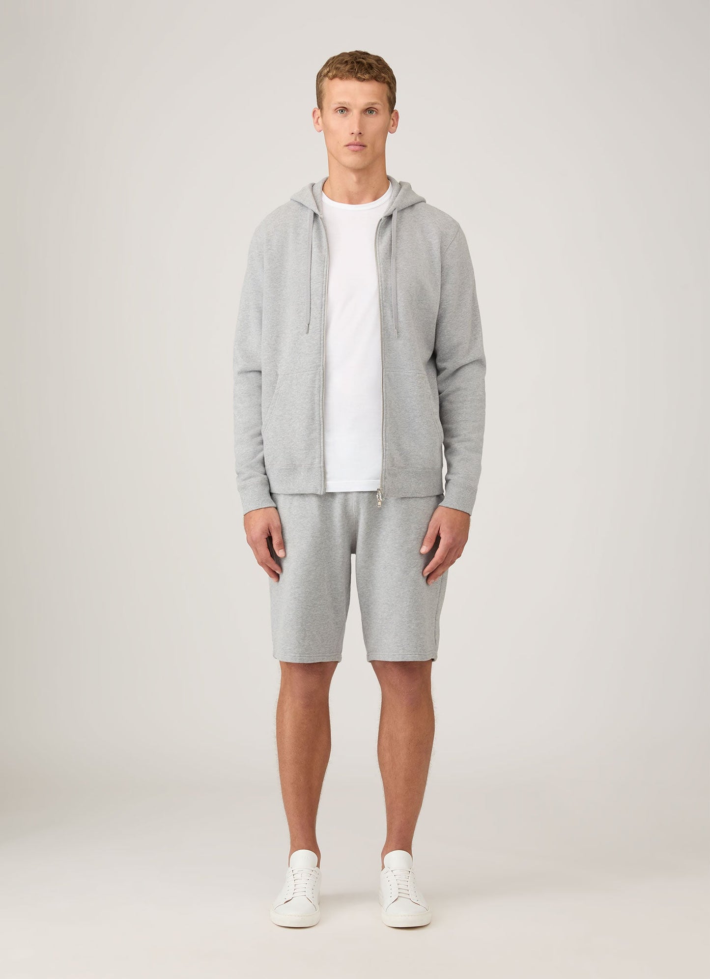 Mens Cotton Loopback Shorts In Grey Melange Mshr1519