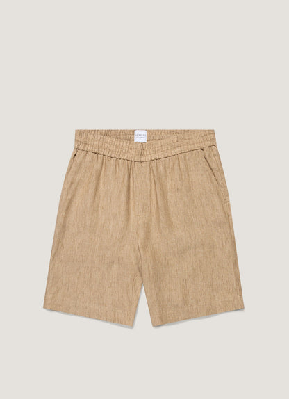 Mens Linen Drawstring Short In Dune Melange Mshr3516 Brga