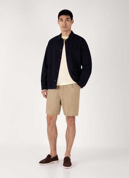 Mens Linen Drawstring Short In Dune Melange Mshr3516 Brga