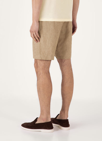 Mens Linen Drawstring Short In Dune Melange Mshr3516 Brga