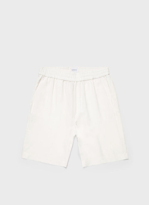 Mens Linen Drawstring Short In White Mshr3516 Whaa