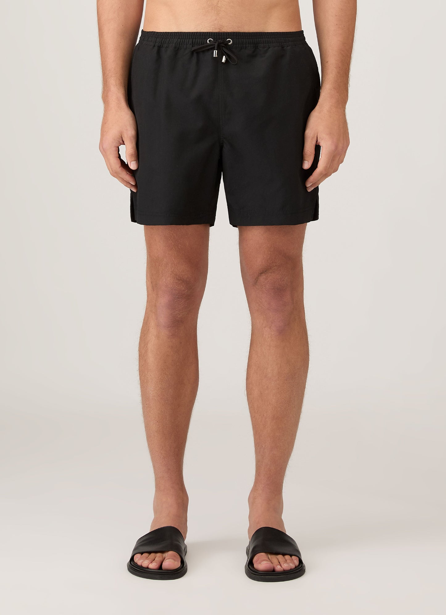 Mens Upcycled Marine Plastic Drawstring Swim Short In Black