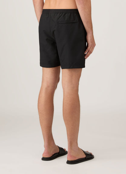 Mens Upcycled Marine Plastic Drawstring Swim Short In Black