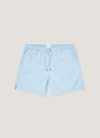Mens Upcycled Marine Plastic Drawstring Swim Short In Light Blue