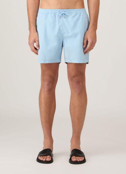 Mens Upcycled Marine Plastic Drawstring Swim Short In Light Blue