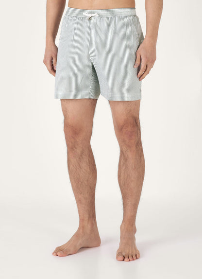 Mens Drawstring Swim Shorts In Dusk Green White Mshr3705S Stnq