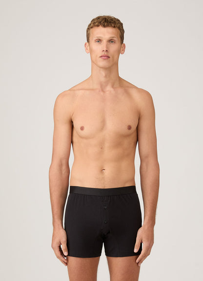 Mens Superfine Cotton Two Button Boxer Briefs In Black Mshr4415 Bkaa