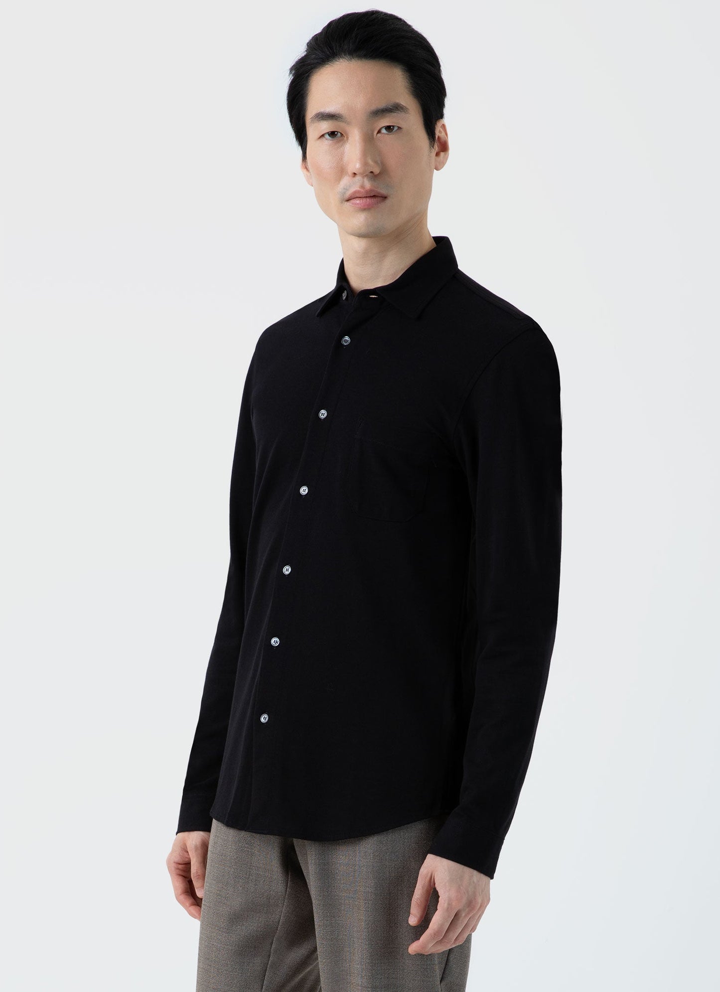 Mens Pima Pique Shirt In Black