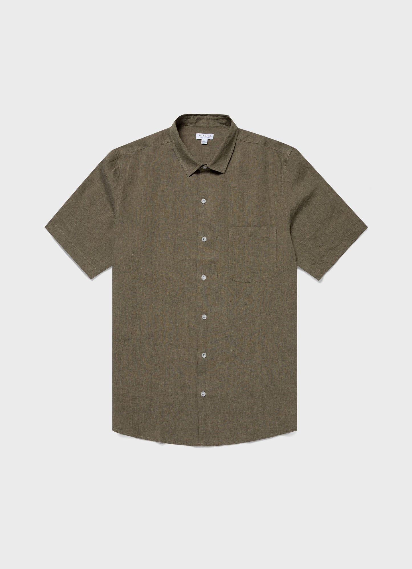 Mens Short Sleeve Linen Shirt In Khaki Msht2039 Gnid
