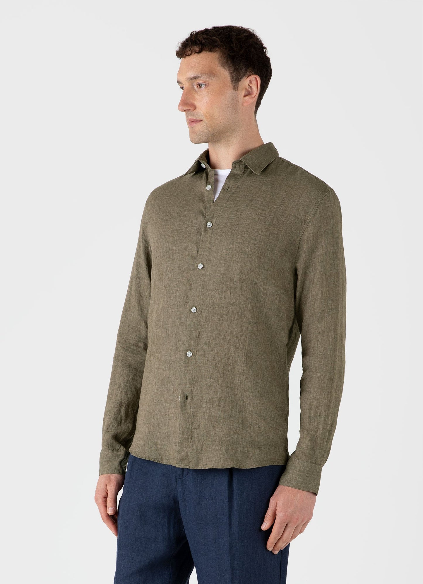 Mens Linen Shirt In Khaki Msht2061 Gnid