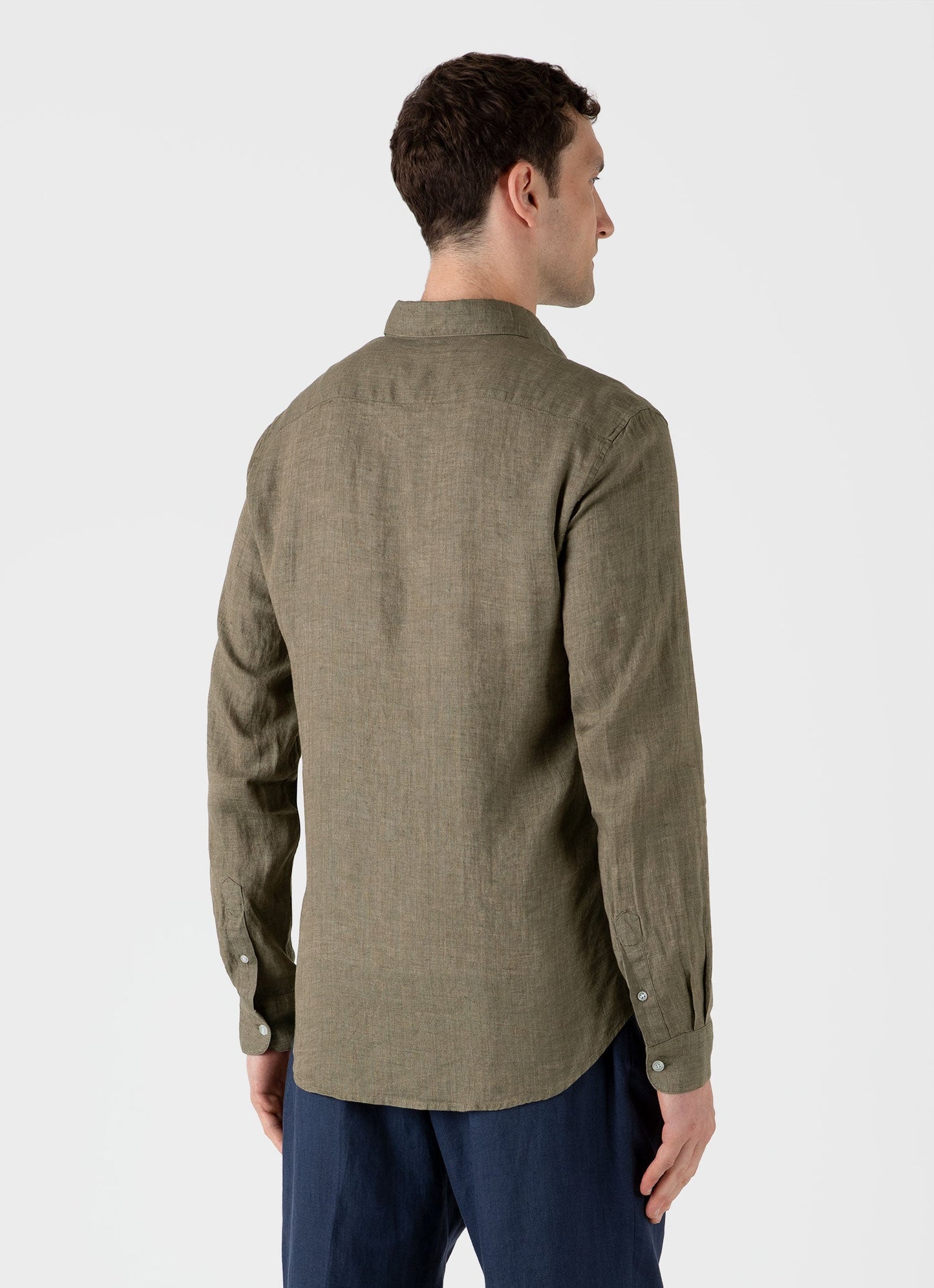Mens Linen Shirt In Khaki Msht2061 Gnid