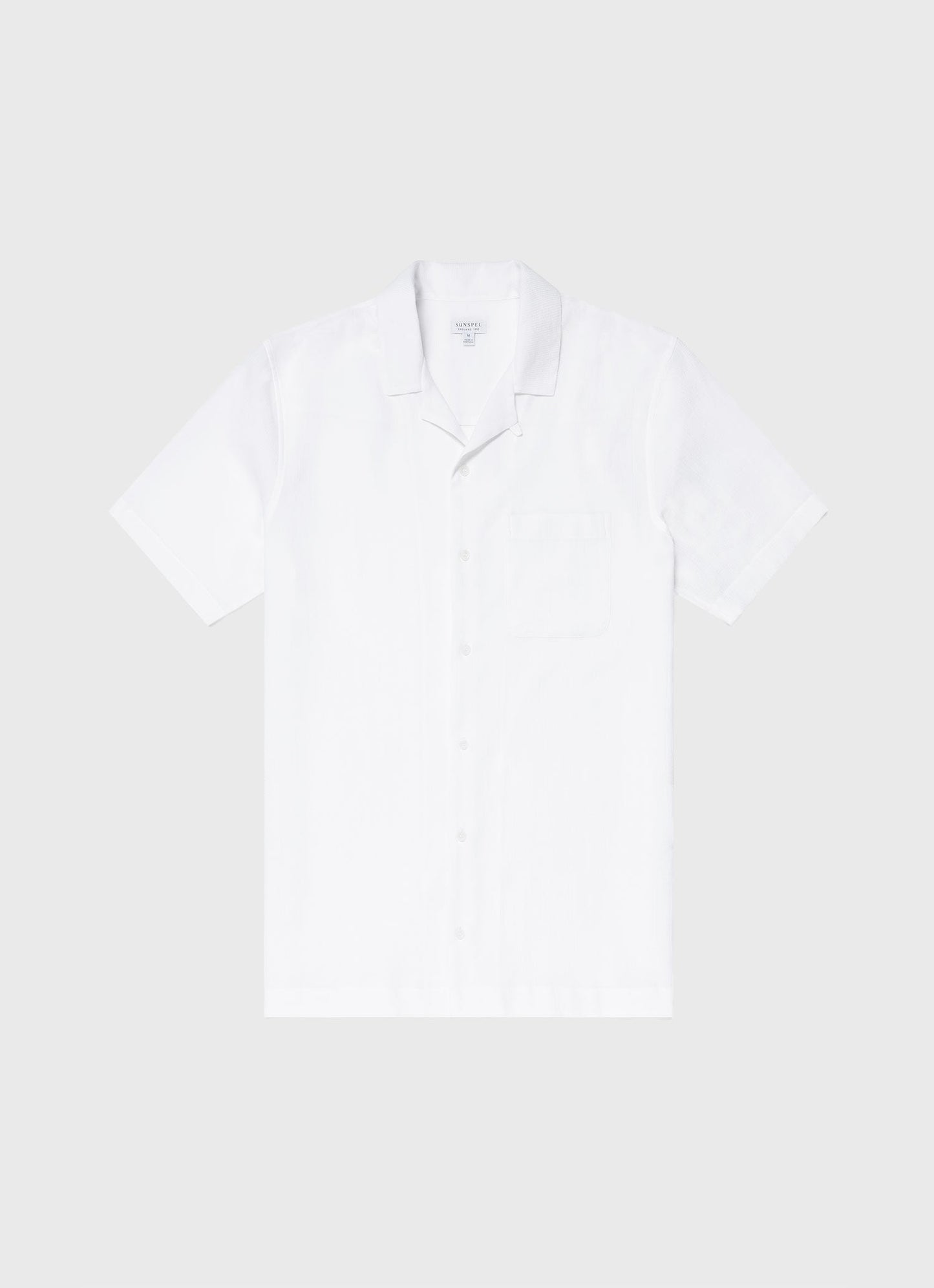 Mens Waffle Camp Collar Shirt In White Msht2064 Whaa